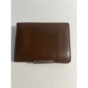 Fossil Mens Credit Card Holder Wallet Brown Leather Bifold